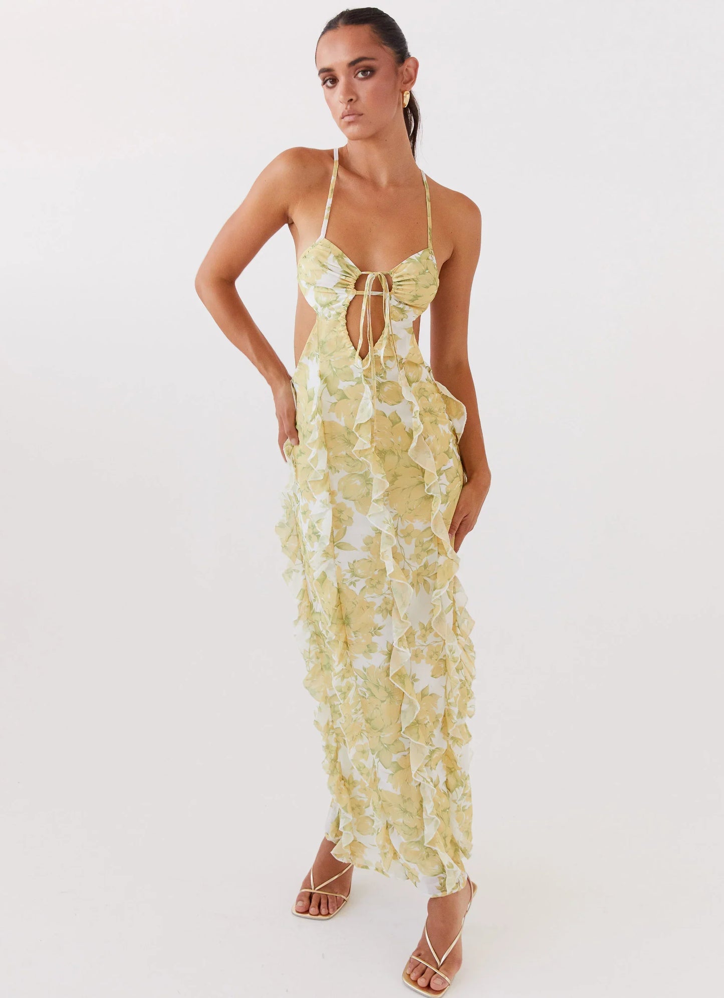 Limoncello Bloom Midi Elbise