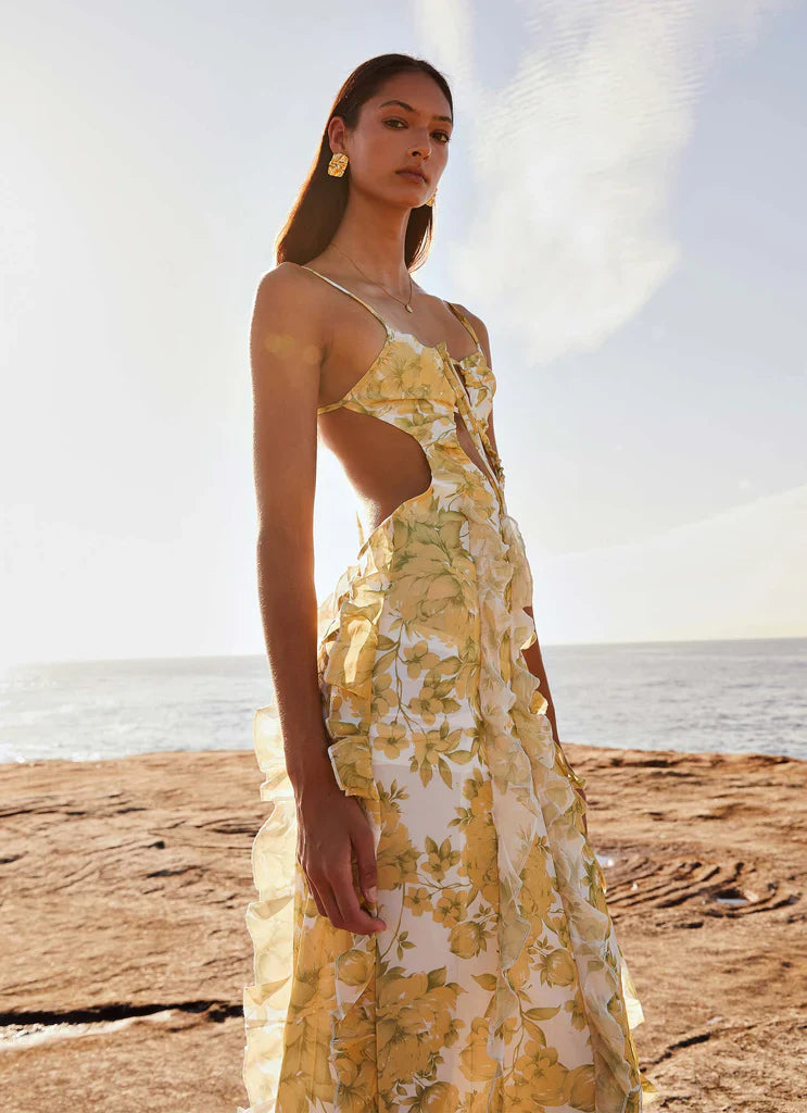 Limoncello Bloom Midi Elbise
