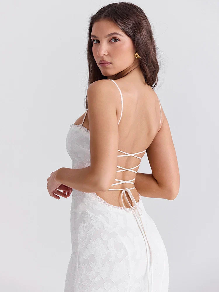 Ivory Bloom Silhouette Uzun Elbise