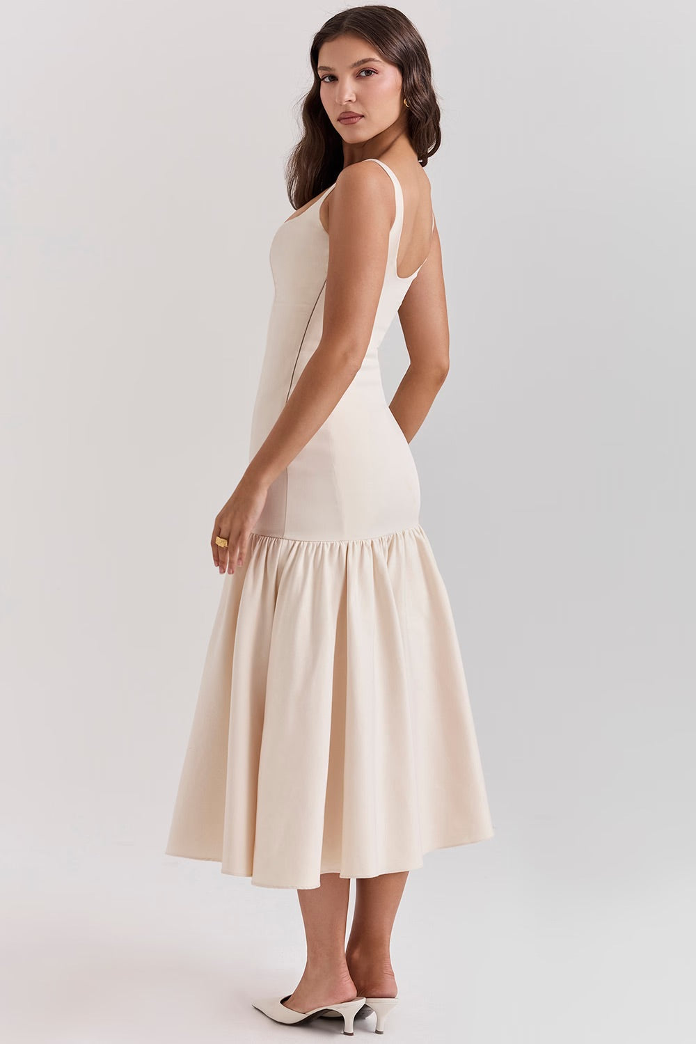 Ivory Grace Drop Midi Elbise