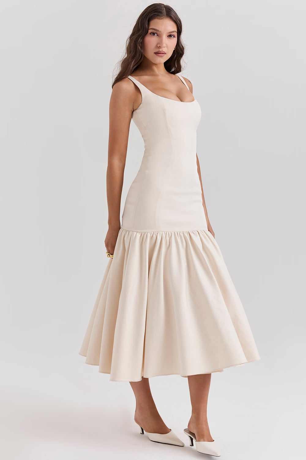 Ivory Grace Drop Midi Elbise