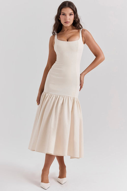 Ivory Grace Drop Midi Elbise